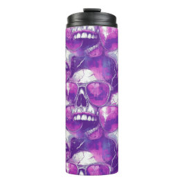 Skull Muster Design mit Lila Sonnenbrille Thermosbecher