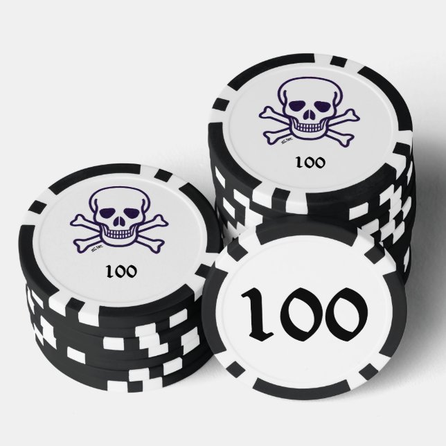 Skull n Bones 100 gestreifter Poker Chip (Stapel)