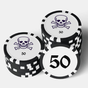 Skull n Bones 50 gestreifter Poker Chip