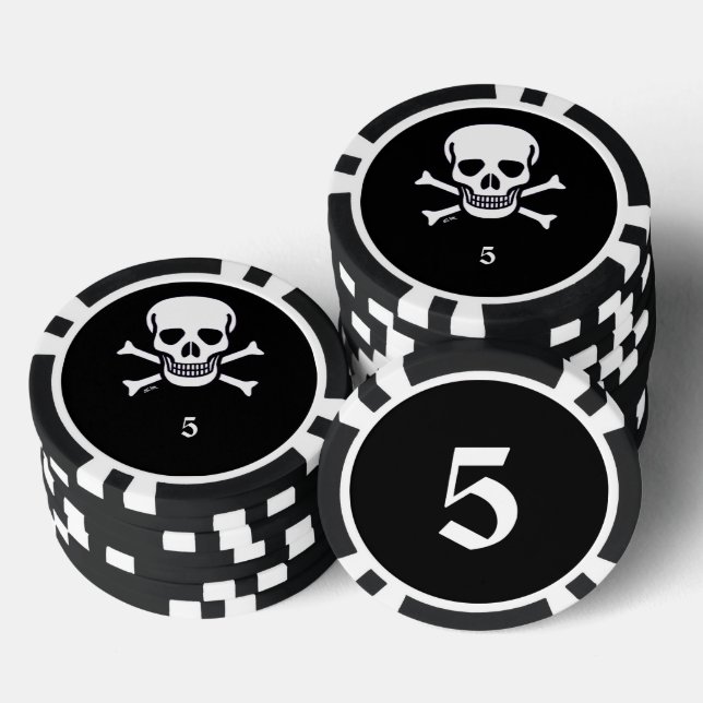 Skull n Bones Black 5 Strip Poker Chip (Stapel)