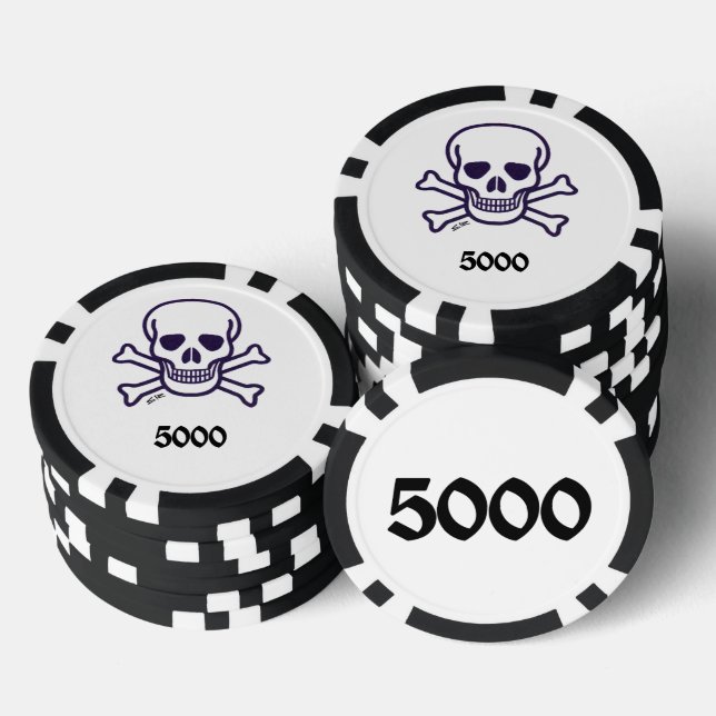 Skull-n-Bones-Chip 5000 gestreifter Poker Pokerchips (Stapel)