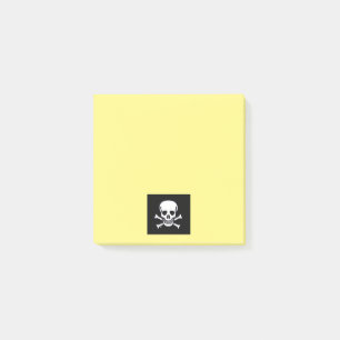 Skull n Bones Schwarz Gelb 3x3 Notizblöcke Post-it Klebezettel
