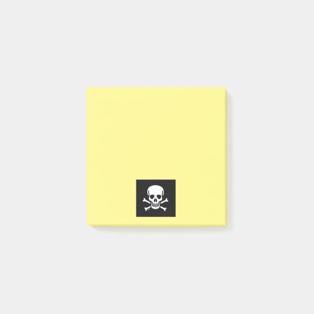 Skull n Bones Schwarz Gelbe Notizblöcke Post-it Klebezettel (Vorderseite)
