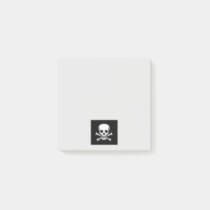 Skull n Bones Schwarz Graue 3x3 Notizblöcke Post-it Klebezettel