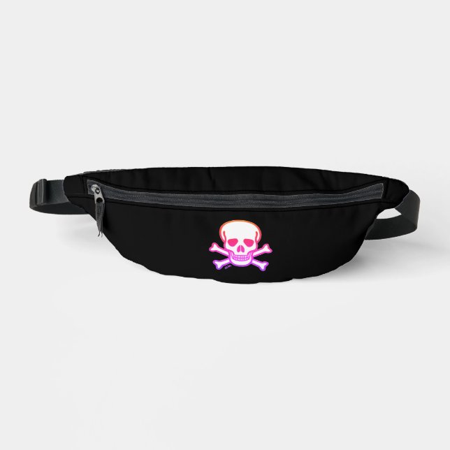 Skull n Bones white neon black fanny pack Bauchtasche (Vorderseite)