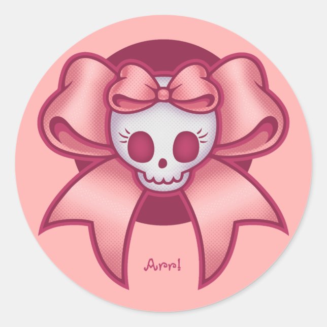 Skull 'n Bows Runder Aufkleber (Vorderseite)