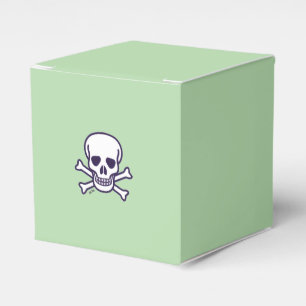 Skull-n-Knochen-Green-Quadrats-Gefälligkeitsboxen Geschenkschachtel