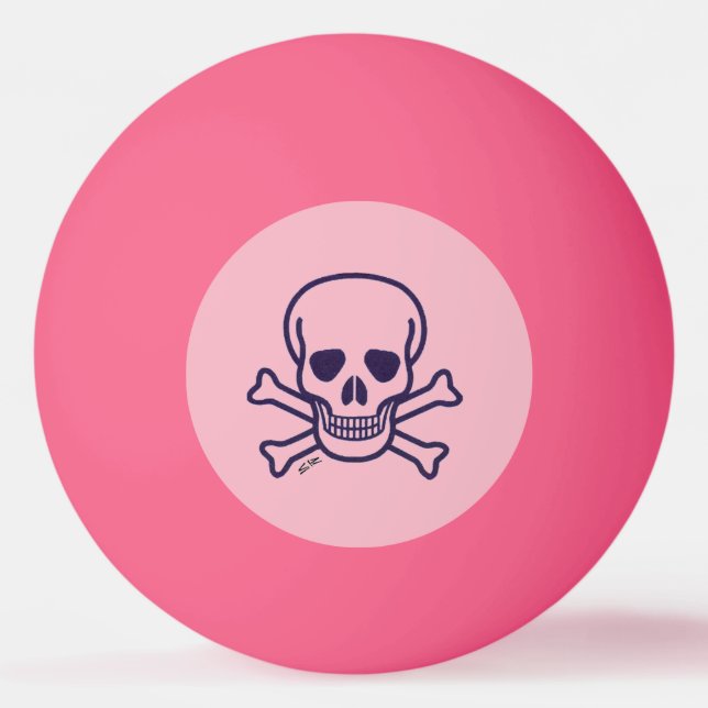 Skull n Knochen Pink auf rosa 1 Sterne Tischtennis Tischtennisball (Vorderseite)