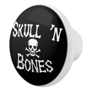 Skull n Knochen Schwarz w Keramik Knopf Keramikknauf