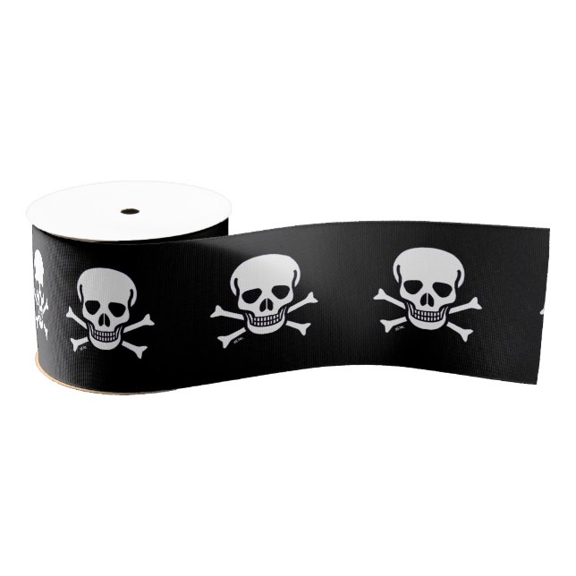 Skull n Knochen schwarzer Bandspool Ripsband (Spule)