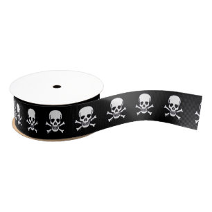 Skull n Knochen schwarzer Bandspool Ripsband