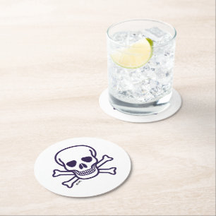Skull n Knochen Weißes Rundpapier trinken Bänke Runder Pappuntersetzer