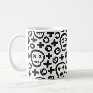 Skull nahtloser Hintergrund. Oberflächendekoration Kaffeetasse