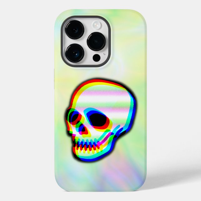 Skull Neon Abbildung auf Aquarellfarben Case-Mate iPhone Hülle (Rückseite)