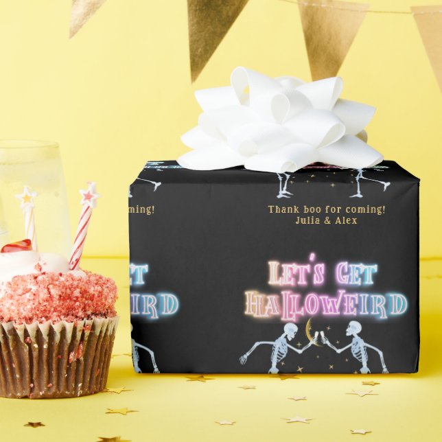 Skull Neon Halloween Halloween Halloween Tanzskele Geschenkpapier (Geburtstagsparty)