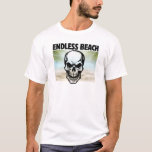 Skull on an Endless Beach – Deep & Mysterious Desi T-Shirt<br><div class="desc">A design that captures the concept of infinity, where a dark skull stands on a boundless beach beneath soft palm shadows. The message is deep: eternal death or an endless journey? The contrast between life (the beach) and death (the skull) gives this artwork a philosophical and visually striking impact. Perfect...</div>
