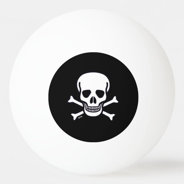 Skull on Bones Black 1 Stern Tischtennisball (Vorderseite)