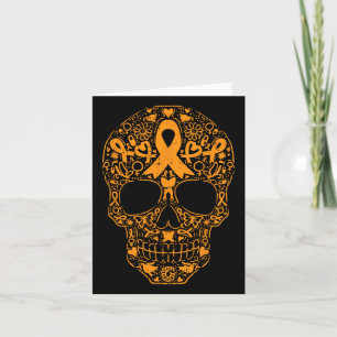Skull Orange Ribbon Leukämie Krebs Bewusstsein Mex Karte