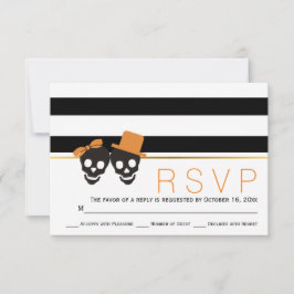 Skull Paar und Streifen Halloween Hochzeit RSVP