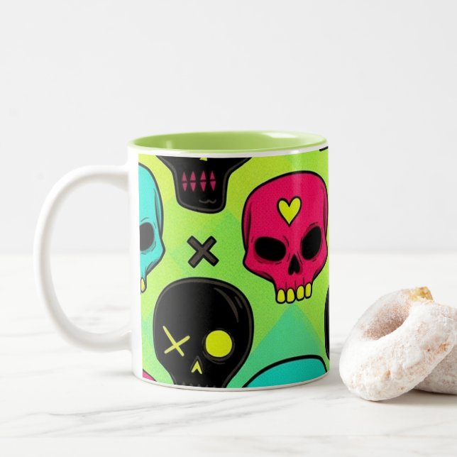 Skull Pattern Coffee Mug Zweifarbige Tasse (Mit Donut)