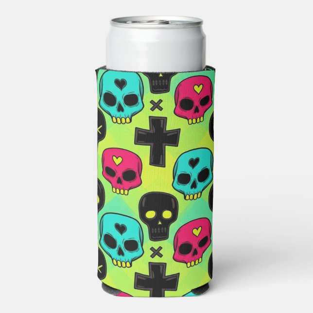 Skull Pattern Foam Can/Bottle Cooler Selters Dosenkühler (Seltzer Rückseite)