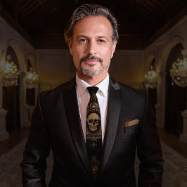 Skull Pattern | Neck Tie | Schwarz Krawatte