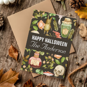 Skull Pflanze Mushroom Blume Abstrakt Halloween Feiertagspostkarte
