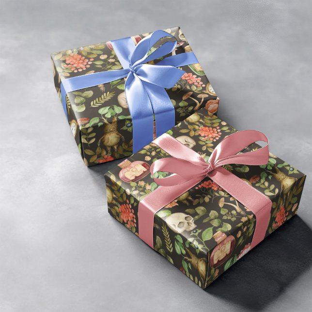 Skull Pflanze Mushroom Blume Abstrakt Halloween Geschenkpapier (Von Creator hochgeladen)