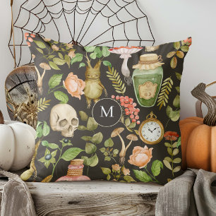 Skull Pflanze Mushroom Blume Abstrakt Halloween Kissen