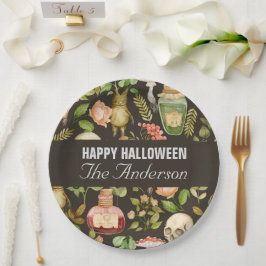 Skull Pflanze Mushroom Blume Abstrakt Halloween Pappteller