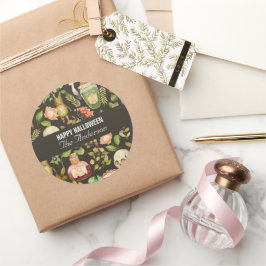 Skull Pflanze Mushroom Blume Abstrakt Halloween Runder Aufkleber