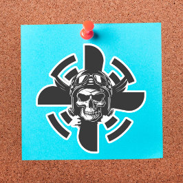 Skull Pilot und Flugzeugpropeller, Minimalistisch, Aufkleber
