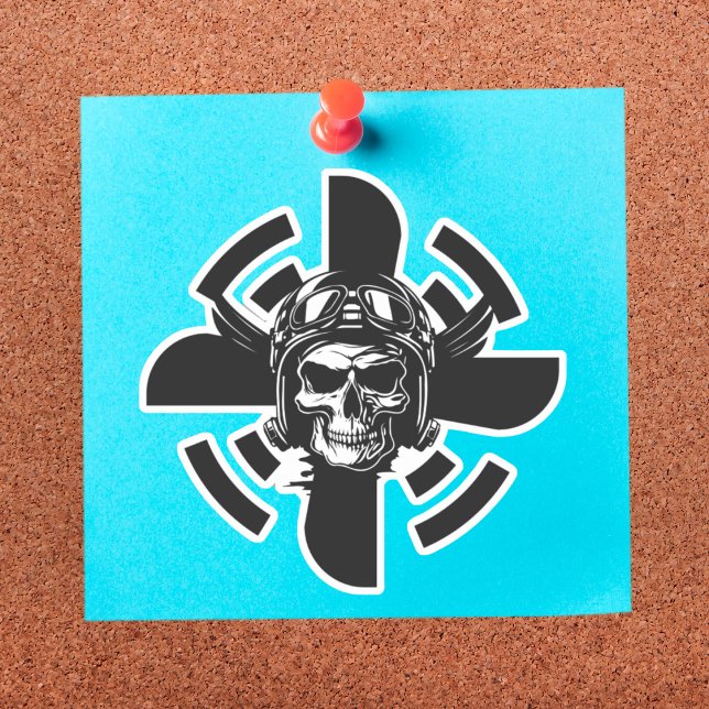 Skull Pilot und Flugzeugpropeller, Minimalistisch, Aufkleber (Von Creator hochgeladen)