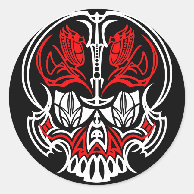 Skull Pinstriping Runder Aufkleber (Vorderseite)