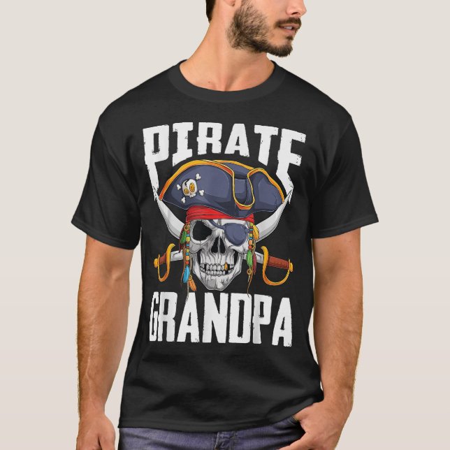 Skull Pirate Grandpa Piratenflagge Crossbones T-Shirt (Vorderseite)