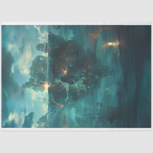 Skull Pirate Ship Decoupage Seidenpapier (Vorderseite)