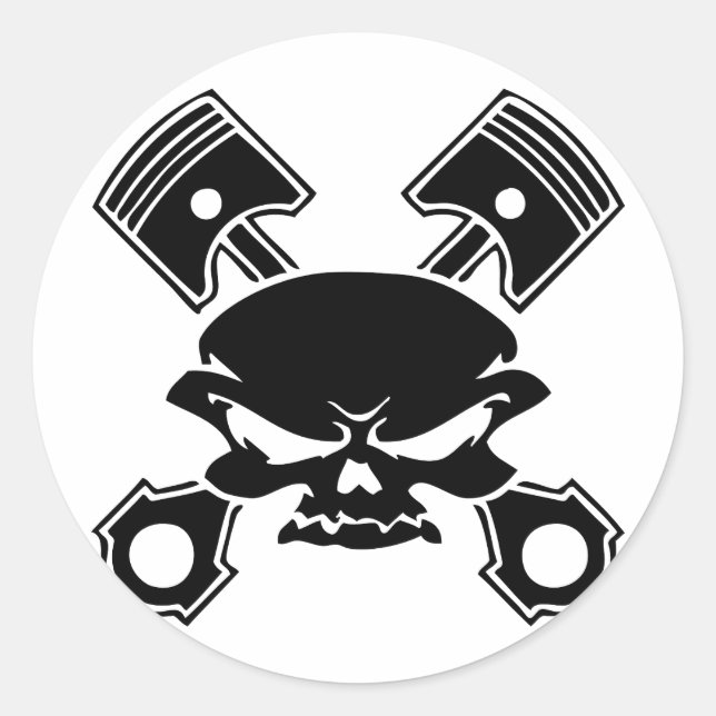 SKULL & PISTONS RUNDER AUFKLEBER (Vorderseite)