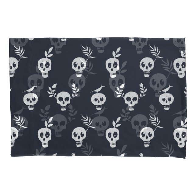 Skull Polka: Botanisches Humorisches Muster Kissenbezug (Vorderseite)