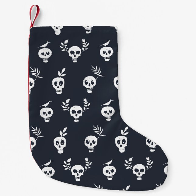 Skull Polka: Botanisches Humorisches Muster Kleiner Weihnachtsstrumpf (Vorderseite)