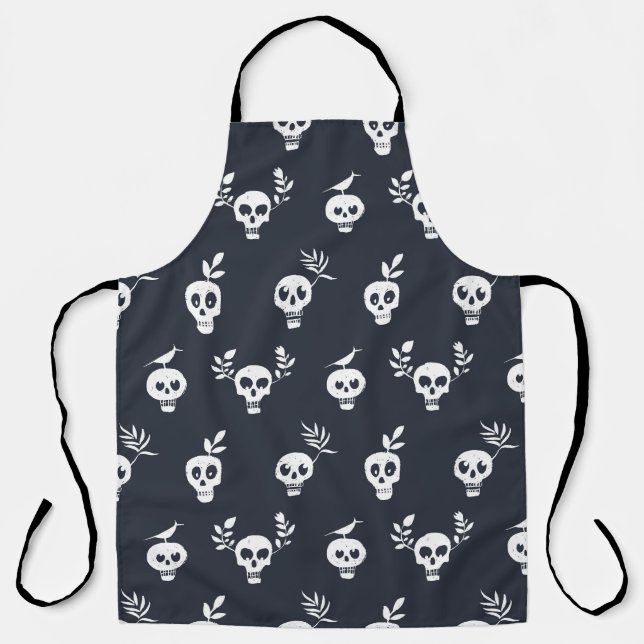 Skull Polka: Botanisches Humorisches Muster Schürze (Vorderseite)