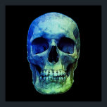 Skull Pop Art Blue Black Poster<br><div class="desc">Fantasy Art Skeletts - Lila Töne Schwermetall Punk Rock Uni Pop Art Image</div>