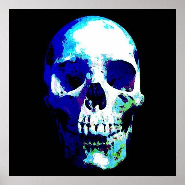 Skull Pop Art Blue Color Poster (Vorne)
