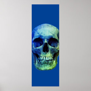 Skull Pop Art Blue Poster
