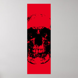 Skull Pop Art Red Black Poster