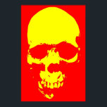 Skull Pop Art Red & Yellow Poster<br><div class="desc">Fantasy Art Skeletthandbuch drucken - Rot & Gelb Schwermetall Punk Rock Uni Pop Art</div>