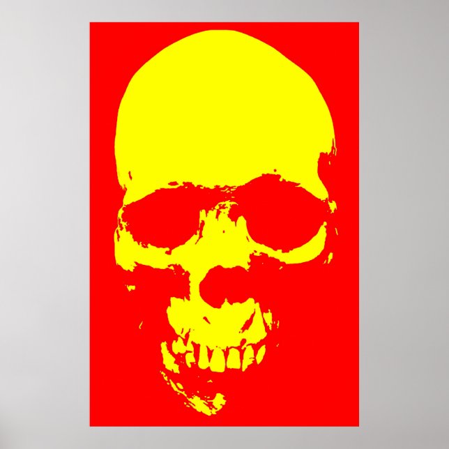 Skull Pop Art Red & Yellow Poster (Vorne)