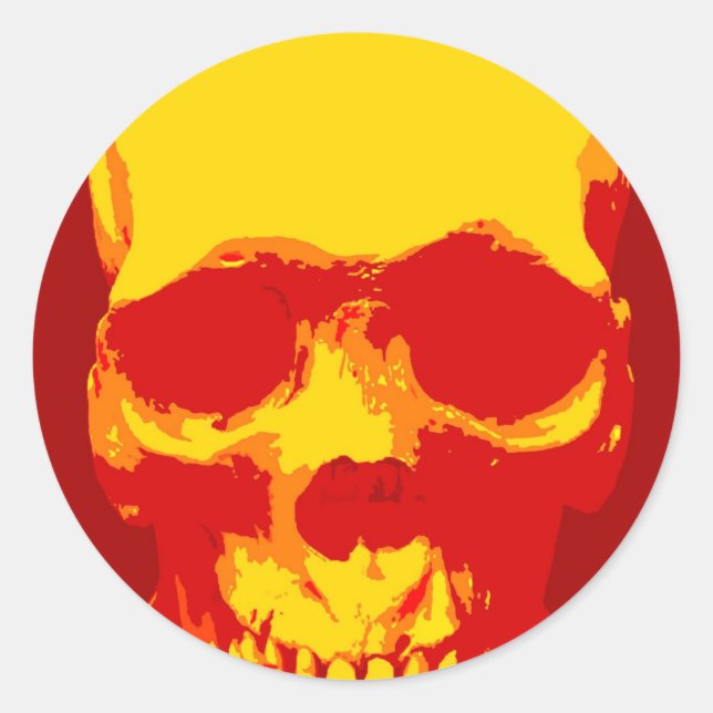 Skull Pop Art Runder Aufkleber (Vorderseite)