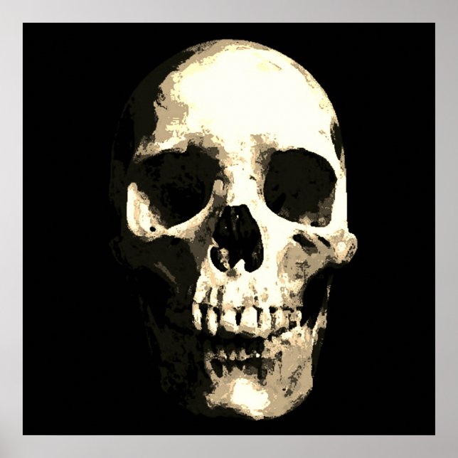 Skull Pop Art Sepia Farbe Poster (Vorne)