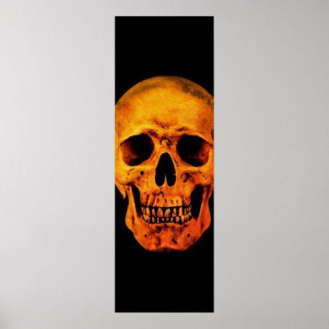 Skull Pop Art Yellow Black Poster (Vorne)