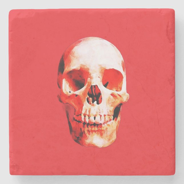 Skull Pop Kunstmalerei Steinuntersetzer (Vorderseite)